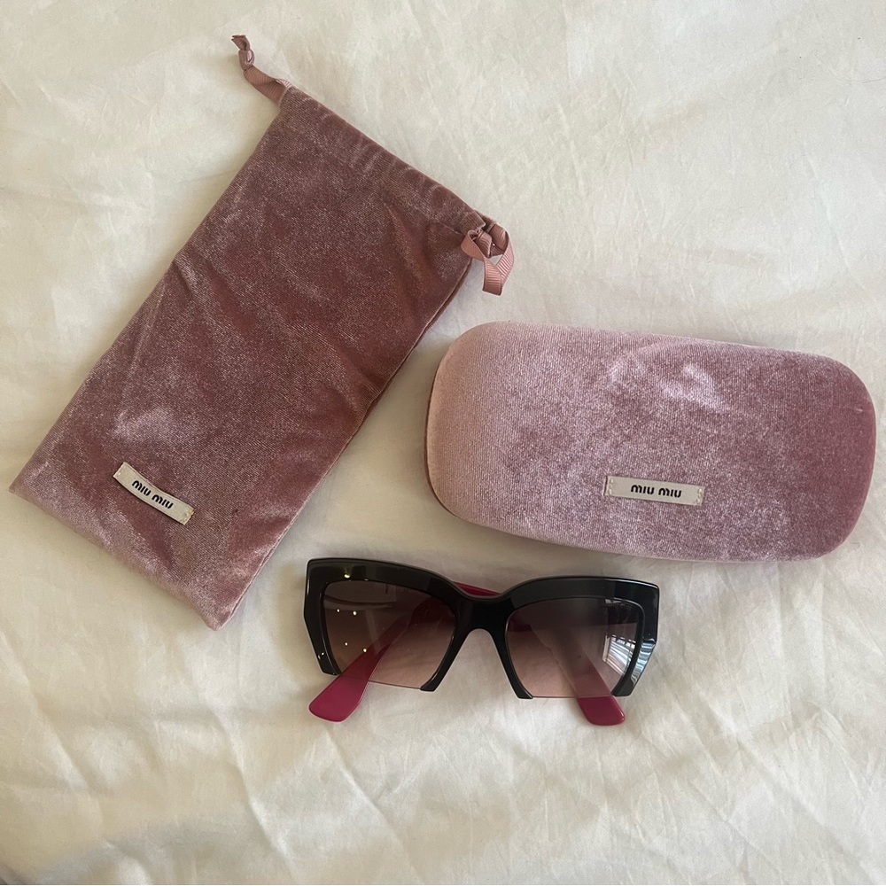 Black and Pink Miu Miu Sunglasses with Case